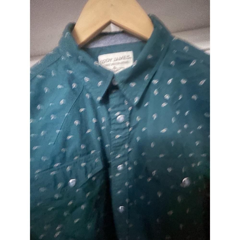 Cody James Men's XL Authentic Western Dark Green Short Sleeve Pearl Snap Shirt - Picture 5 of 14